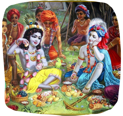 krishna fooding with gopas
